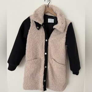 Zara Black and Cream Fleece Jacket